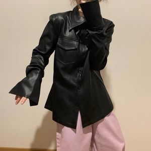 vintage black leather blouse（excellent condition）